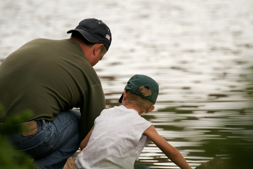 Father and son at the lake
